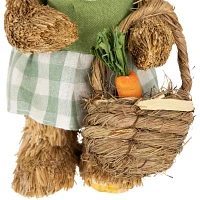 Northlight 10.5in Sisal Bunny Rabbit With Carrot Basket Figurine