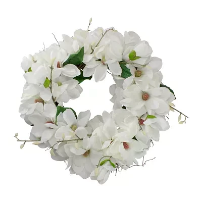 Northlight 24in Magnolias Unlit Indoor Wreath