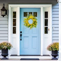 Northlight 23in Daisy Berry Yellow Green Indoor Wreath