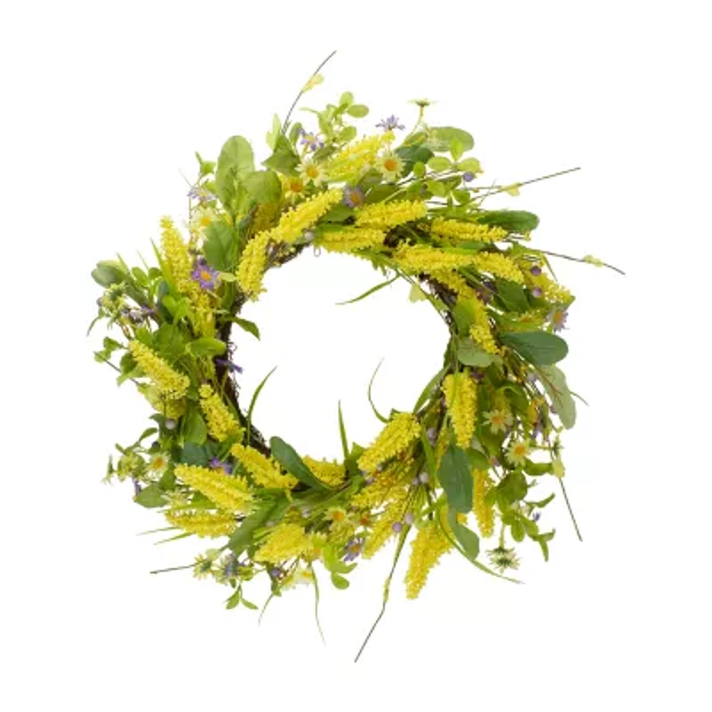 Northlight 25in Daisy And Berry Floral Indoor Wreath