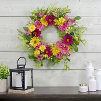 Northlight 23in Chrysanthemum And Daisy Floral Indoor Wreath