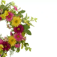 Northlight 23in Chrysanthemum And Daisy Floral Indoor Wreath