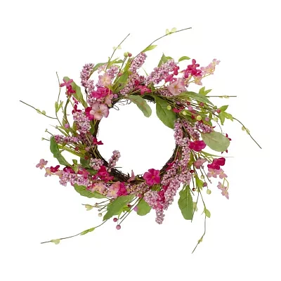 Northlight 18in Geranium And Berry Spring Floral Indoor Wreath