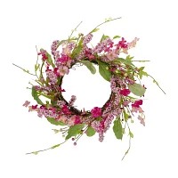 Northlight 18in Geranium And Berry Spring Floral Indoor Christmas Wreath