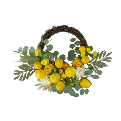 Northlight 18in Lemon And Flower  Floral Indoor Christmas Wreath