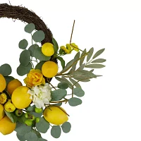 Northlight 18in Lemon And Flower  Floral Indoor Christmas Wreath