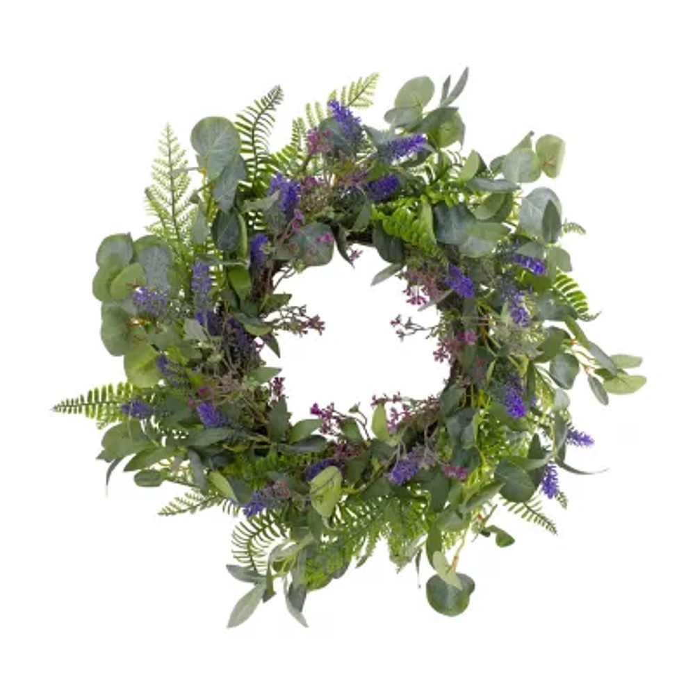 Northlight 22in Lavender And Foliage Indoor Christmas Wreath