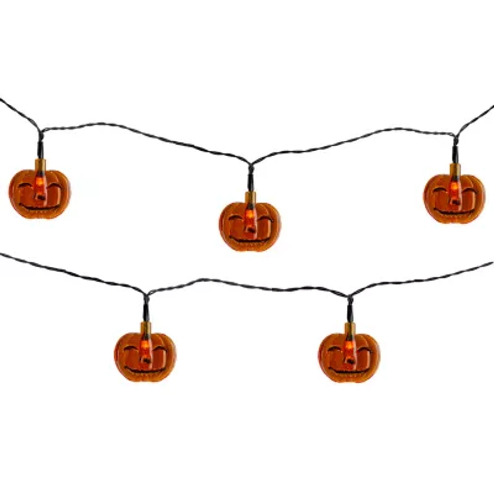 Northlight 10ct Orange B/O Jack O' Lantern String Lights