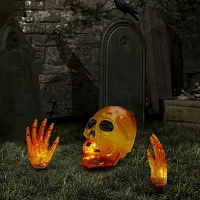 Northlight 8.5in Prelit Spooky Town Orange Skull Halloween Yard Art