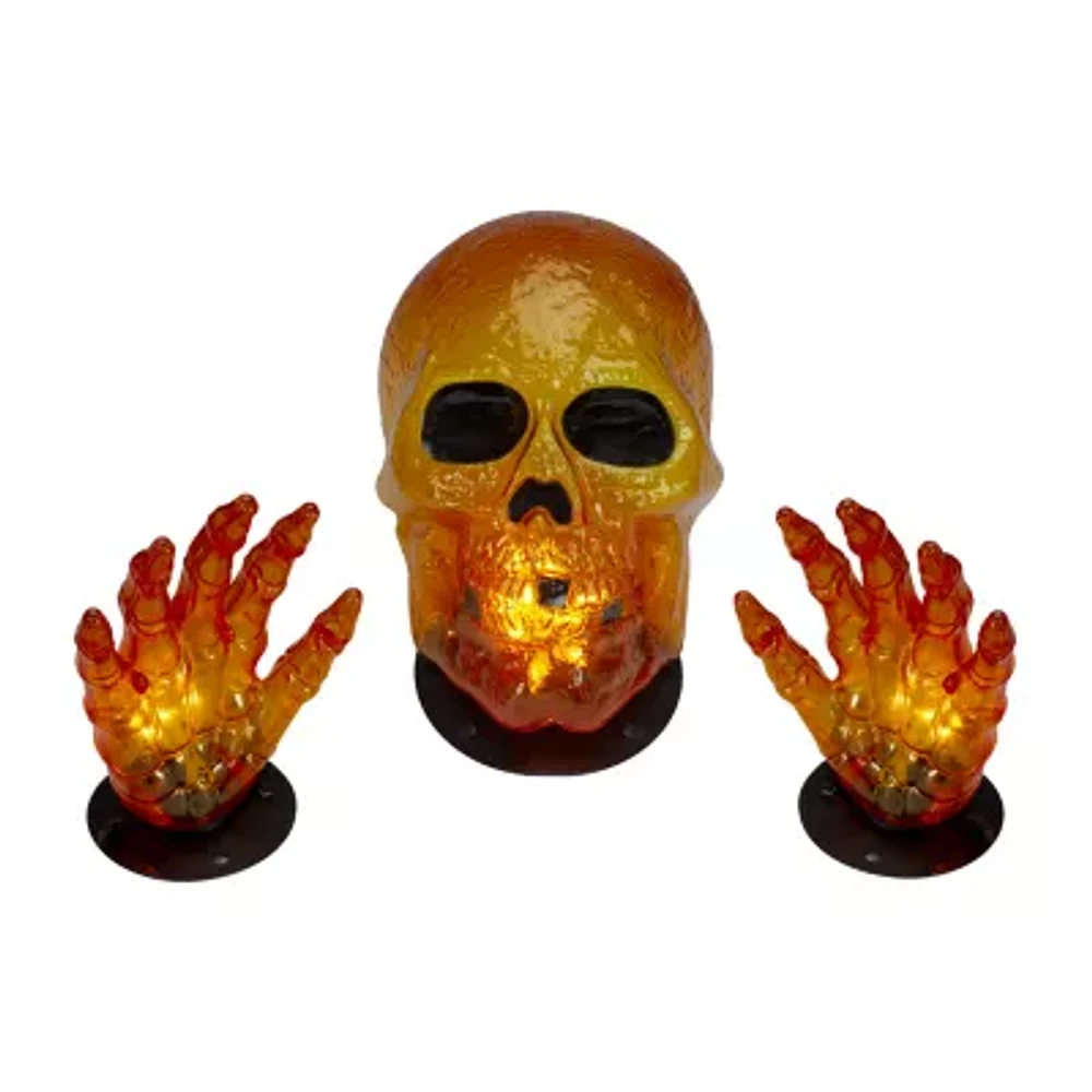 Northlight 8.5in Prelit Spooky Town Orange Skull Halloween Yard Art