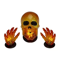 Northlight 8.5in Prelit Spooky Town Orange Skull Halloween Yard Art