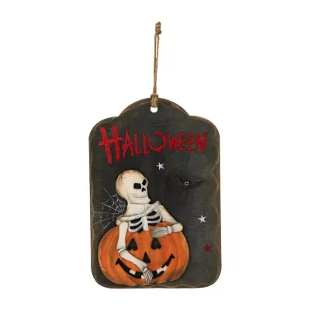 Northlight 9.75in Skeleton And Jack-O-Lantern Wall Sign