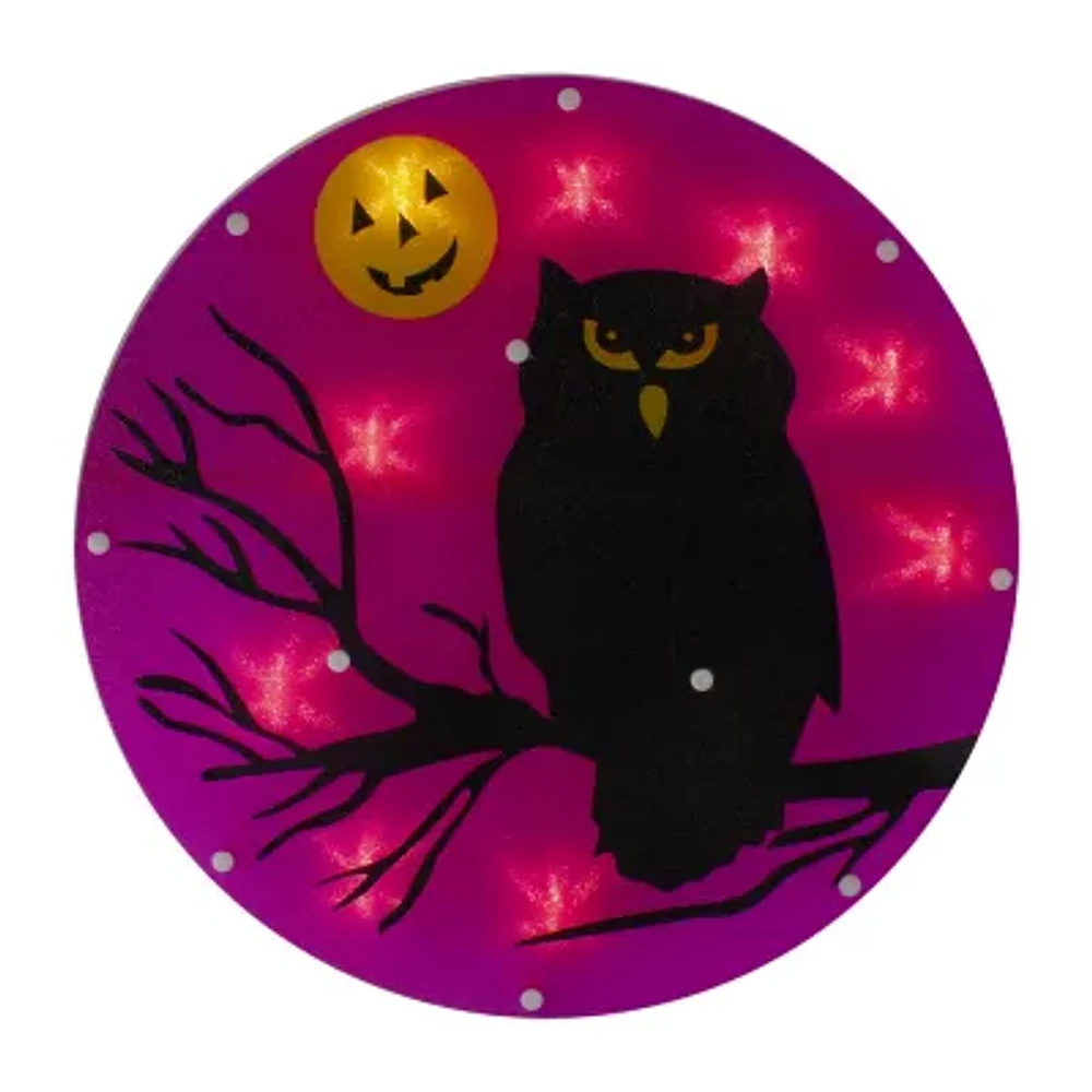 Northlight 13.75in Lighted Black Owl Silhouette Decorative Lantern