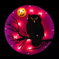 Northlight 13.75in Lighted Black Owl Silhouette Decorative Lantern