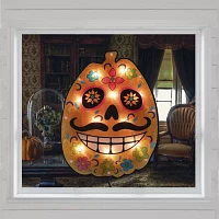 Northlight 15in Lighted Sugar Skull Pumpkin Decorative Lantern