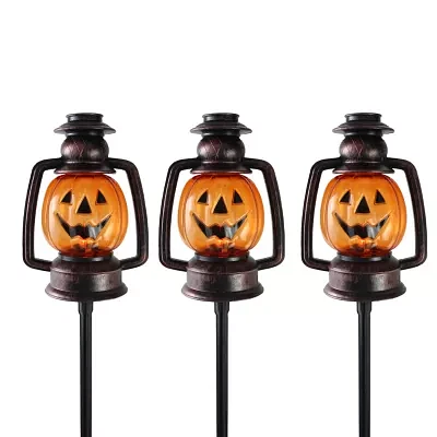 Northlight Orange Flickering Jack O Lanterns 3-pc. Pathway Light