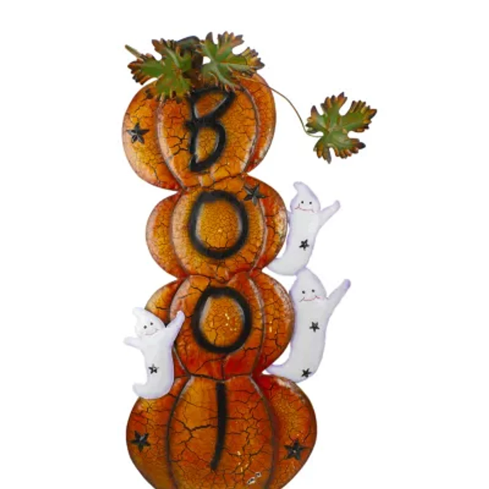 Northlight 33in Orange And Black Stacked Pumpkins Halloween Yard Art