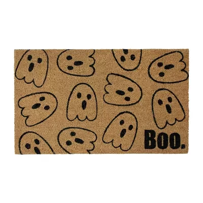 Northlight 18 X 30in Coir Boo With Ghosts Holiday Outdoor Rectangular Doormats