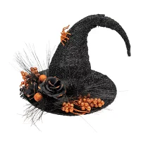 Northlight 16in Black Witch'S Hat With Roses Christmas Tabletop Decor