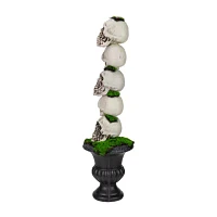 Northlight 16in Skull Tower Topiary In Urn Christmas Tabletop Decor