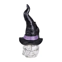 Northlight 22.75in Skull In Witch Hat With Black Cat Christmas Tabletop Decor