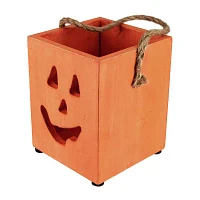 Northlight 6.25in Small Orange Wood Jack O Lantern Christmas Tabletop Decor