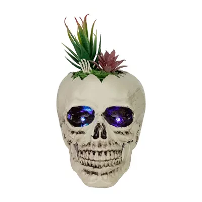 Northlight 8.75in Led Lighted Succulent Skull Lighted Christmas Tabletop Decor