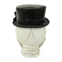 Northlight 9in Skull With Top Hat And Roses Christmas Tabletop Decor