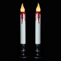 Northlight 9in Led White And Red Candles 2-pc. Lighted Halloween Tabletop Decor