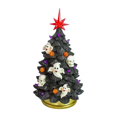 Northlight 12in Black Led Skull And Ghost Indoor Artificial Tree