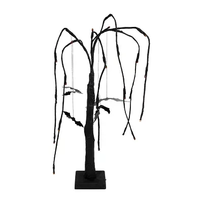 Northlight 24in Led Black Glittered Willow Artificial Tree