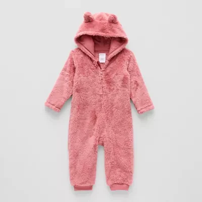 Okie Dokie Sherpa Baby Girls Long Sleeve Jumpsuit