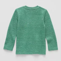 Okie Dokie Toddler & Little Boys Textured Knit Crew Neck Long Sleeve T-Shirt