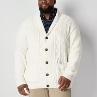 St. John's Bay Big and Tall Cable Mens Long Sleeve Cardigan