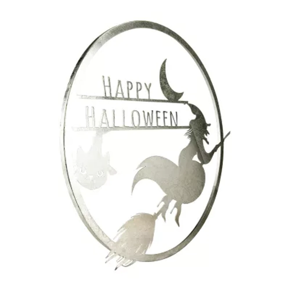 Northlight 17in Silver Flying Witch Wall Sign