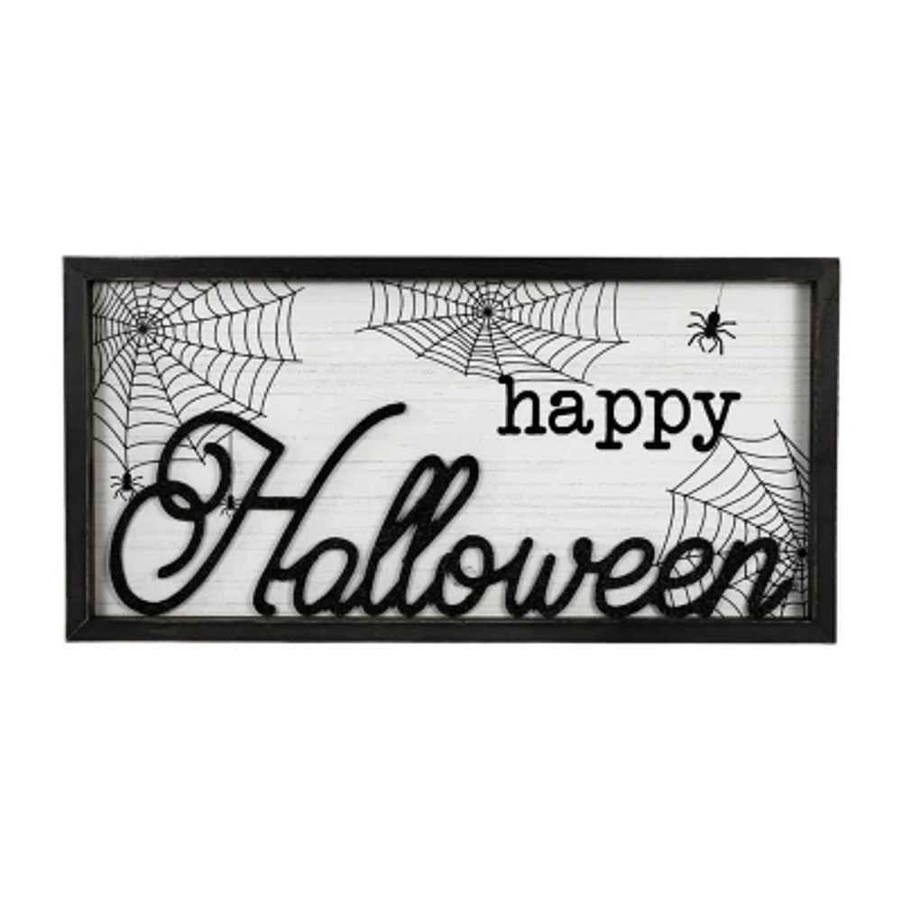 Northlight 23.5in Happy Halloween Spider Web Wall Sign