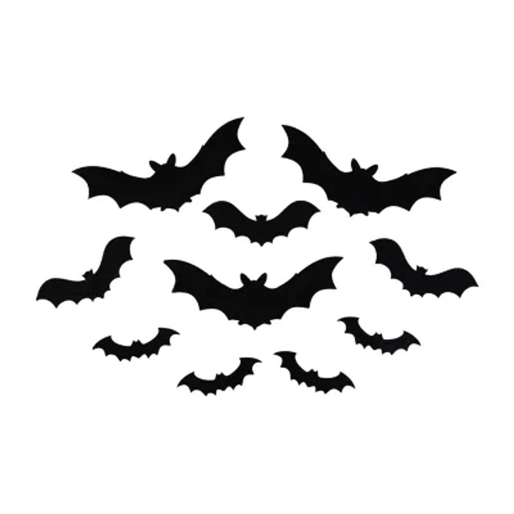 Northlight 12in Black Posable Felt Bats 10-pc. Wall Decal