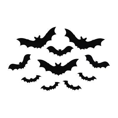 Northlight 12in Black Posable Felt Bats 10-pc. Wall Decal