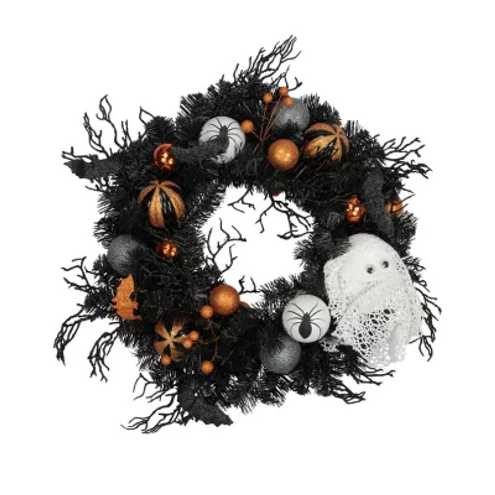 Northlight 24in Orange Ornaments And Ghost Wreath