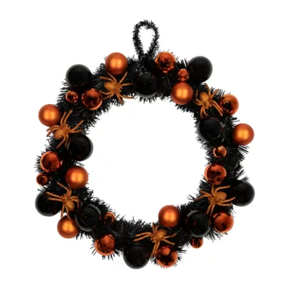 Northlight 18in Orange Spiders And Ornaments Wreath