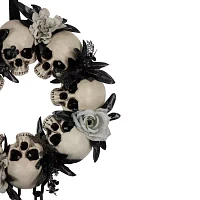 Northlight 15in Skulls And Chains Gray Roses Wreath