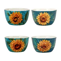 Certified International Golden Sunflowers 4-pc. Earthenware Ice Cream Bowl