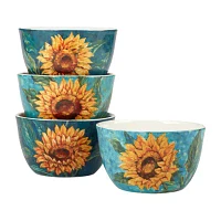 Certified International Golden Sunflowers 4-pc. Earthenware Ice Cream Bowl