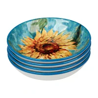 Certified International Golden Sunflowers 4-pc. Earthenware Soup Bowl