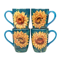 Certified International Golden Sunflowers 4-pc. Coffee Mug