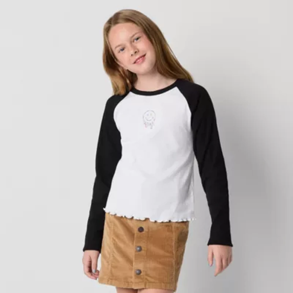 Thereabouts Little & Big Girls Round Neck Long Sleeve Graphic T-Shirt