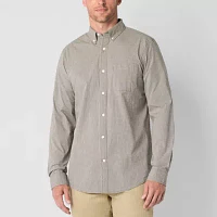 St. John's Bay Stretch Poplin Mens Slim Fit Long Sleeve Button-Down Shirt