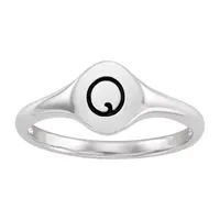 Initial Womens Sterling Silver Signet Ring