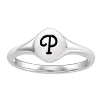 Initial Womens Sterling Silver Signet Ring