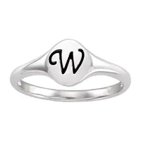 Initial Womens Sterling Silver Signet Ring